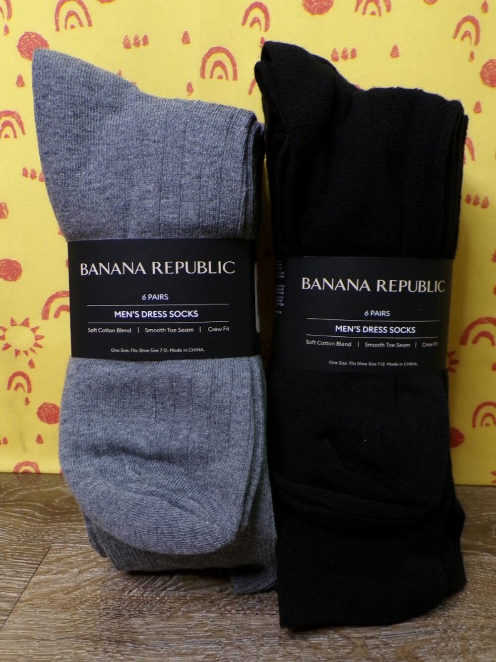 Banana Republic NWT Men's Dress Sock 12-pair - 2 Packs of 6 Black, Blue & Gray